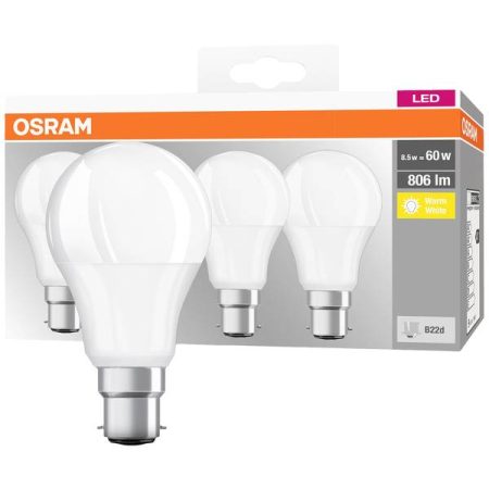 OSRAM 4058075819511 LED (monocolore) ERP F (A - G) B22d Forma di bulbo 8.5 W = 60 W Bianco caldo (Ø x L) 60 mm x 112 mm