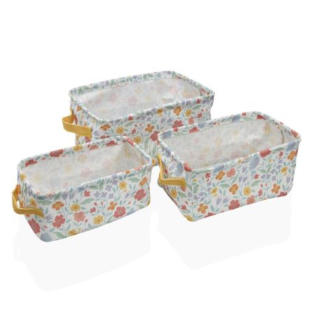 Set di Cestini Versa Flandes Tessile 18 x 14 x 28 cm 28 x 18 x 14 cm Made in Italy Global Shipping