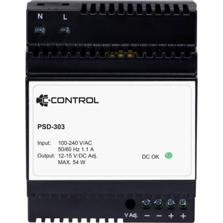C-Control PSD-303 Alimentatore per guida DIN Consumo (standby) 0.3 W 12 V/DC 4.5 A 54 W Num. uscite:1 x Contenuto 1 pz.