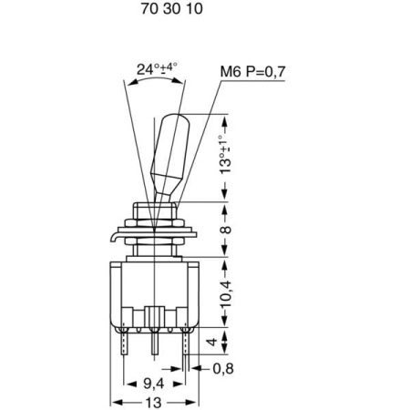 Miyama 703117 MS 500-BC-J Interruttore a levetta 125 V/AC 6 A 2x (On) / Off / (On) Momentaneo / 0 / Momentaneo 1 pz.