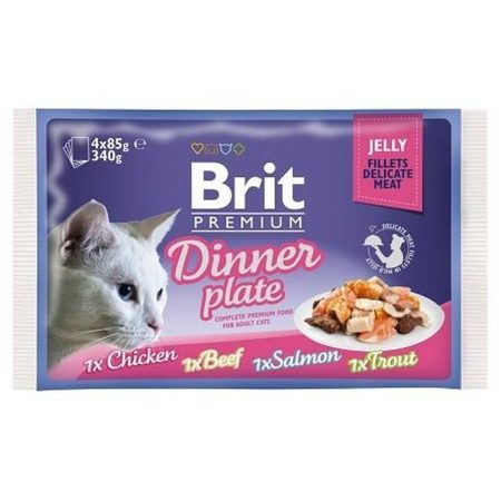Cibo per gatti Brit Premium Pollo Salmone Carne di vitello 4 x 85 g Made in Italy Global Shipping