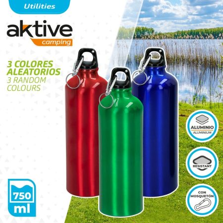 Bottiglia d'acqua Aktive 750 ml Moschettone Alluminio 7 x 25 x 7 cm (24 Unità)