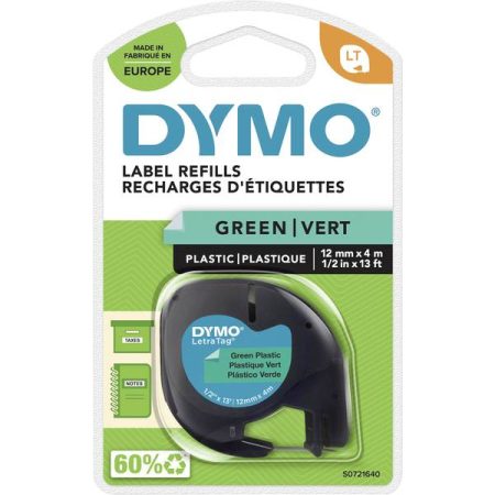 DYMO LT Cassetta nastro Colore Nastro: Verde Colore carattere: Nero 12 mm 4 m