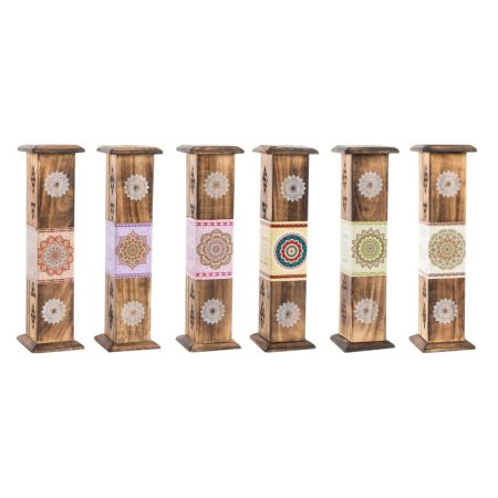 Incenso DKD Home Decor Supporto 8 x 8 x 30 cm Legno Mandala Indiano (6 Pezzi) Made in Italy Global Shipping