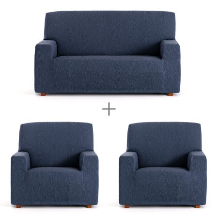 Set di copri divano Eysa TROYA Azzurro 70 x 110 x 210 cm 3 Pezzi Made in Italy Global Shipping