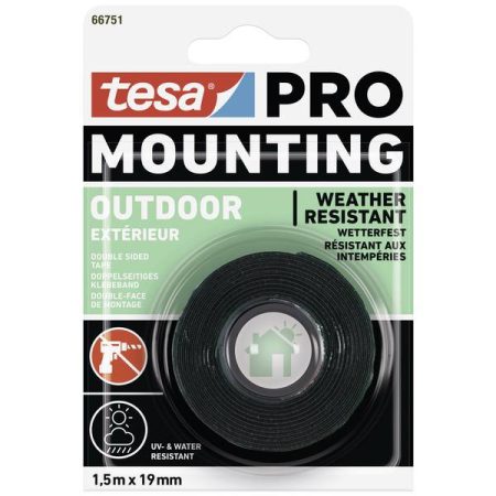 tesa Mounting PRO Outdoor 66751-00000-00 Nastro per fissaggio Trasparente (L x L) 1.5 m x 19 mm 1 pz.